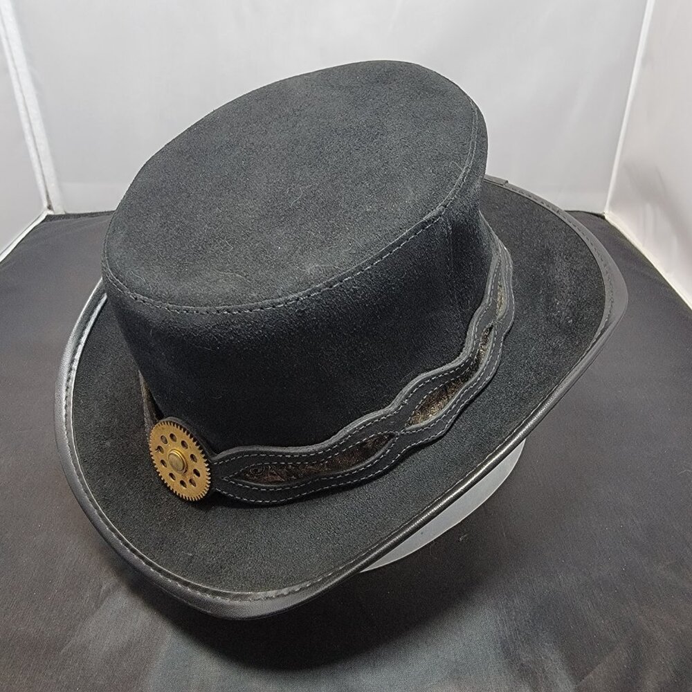 Suede Steampunk Top Hat by American Hat Makers - Steampunk Dapper - Medium 7 1/8